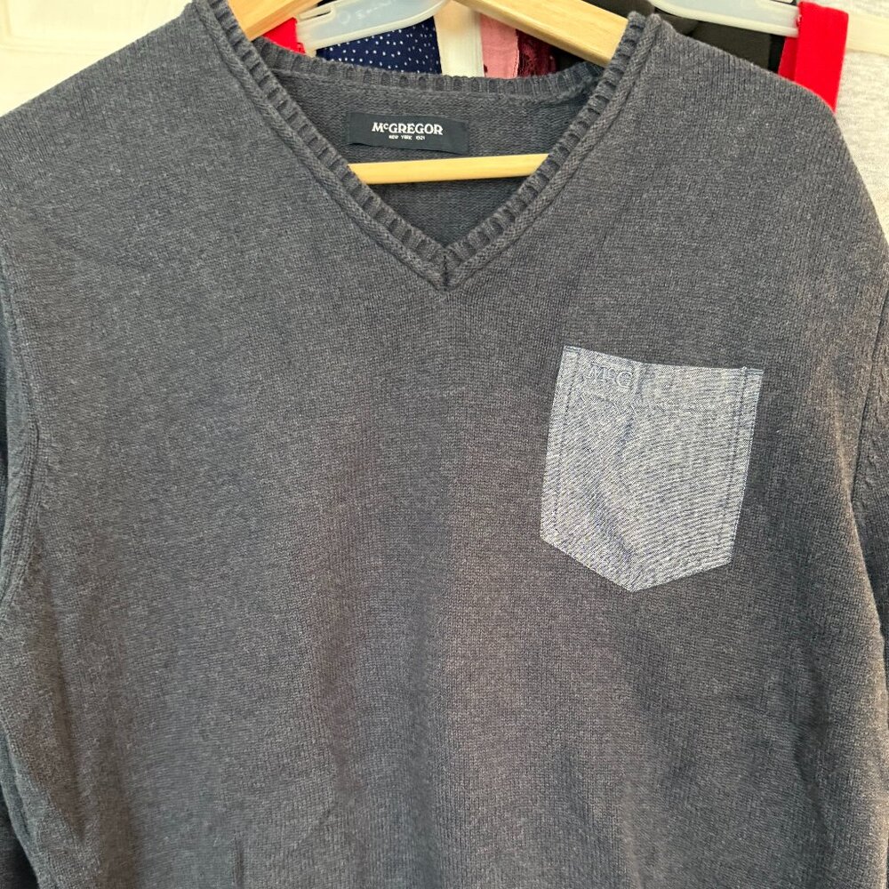 McGregor Navy V-Neck Sweater with Pocket - Size L
